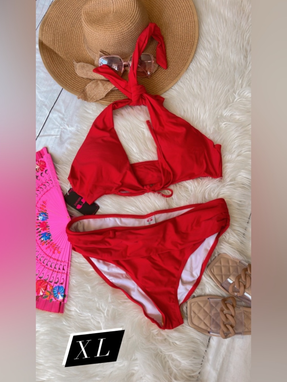 Red Halter Bikini Set